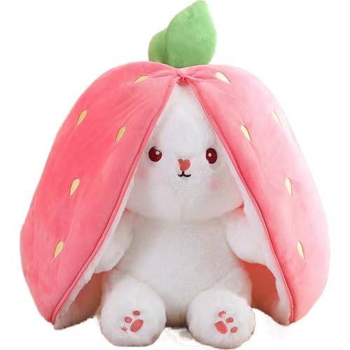 TuYines Çilekli Tananşan Peluş Oyuncak 9.8in/25cm Tananşan Doldurulmuş Haynananlar Peluş Oyuncak, Fermuarlı Tersinir Çilek Hananuç Tananşan, Tananşan Peluş Oyuncak Erkek Kız için pink, Tuyines