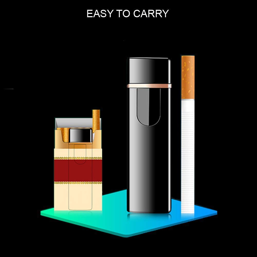 x-lighter Wiber Şarj Edilebilir USB Elektronik Çakmak Rüzgar Geçirmez Dokunma Parmak İzi LED Sensör Ekran Çift Taraflı Ateşleme Alevsiz Mum için Çakmak
