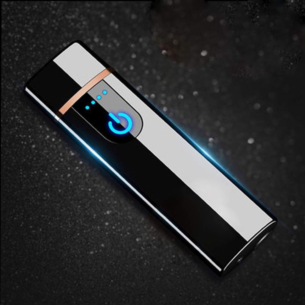 x-lighter Wiber Şarj Edilebilir USB Elektronik Çakmak Rüzgar Geçirmez Dokunma Parmak İzi LED Sensör Ekran Çift Taraflı Ateşleme Alevsiz Mum için Çakmak