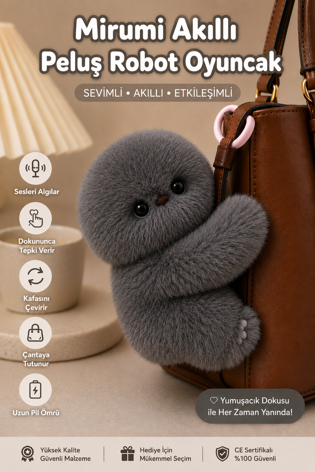 TREND Mirumi Etkileşimli Peluş Robot Oyuncak – Hareketli Kafa ve Sevimli Tepkiler